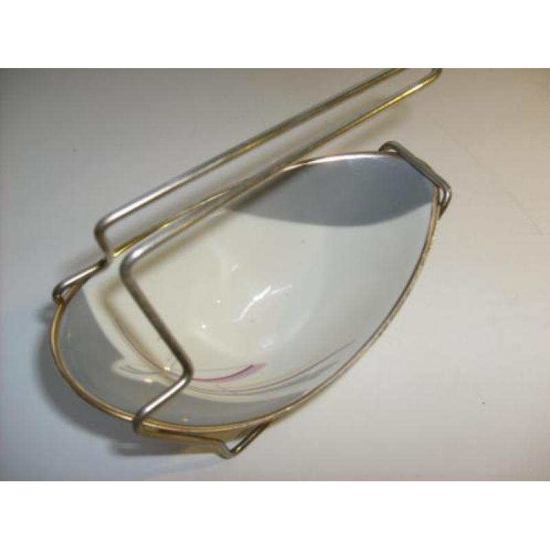 vintage jaren50 BAVARIA R porselein design schaal in houder