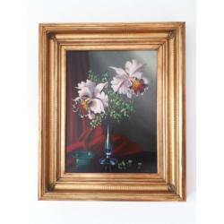 Schilderij bloem met oude lijst