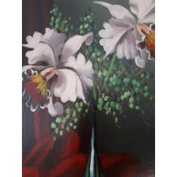 Schilderij bloem met oude lijst