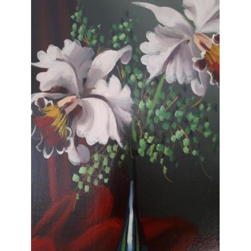 Schilderij bloem met oude lijst