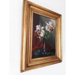 Schilderij bloem met oude lijst
