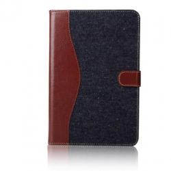 iPad mini 4 - hoes, cover, case - PU leder - Jeans Stof - Te