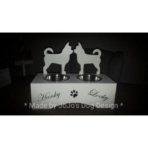 ** unieke!! chihuahua & pomeriaan voerbakken **