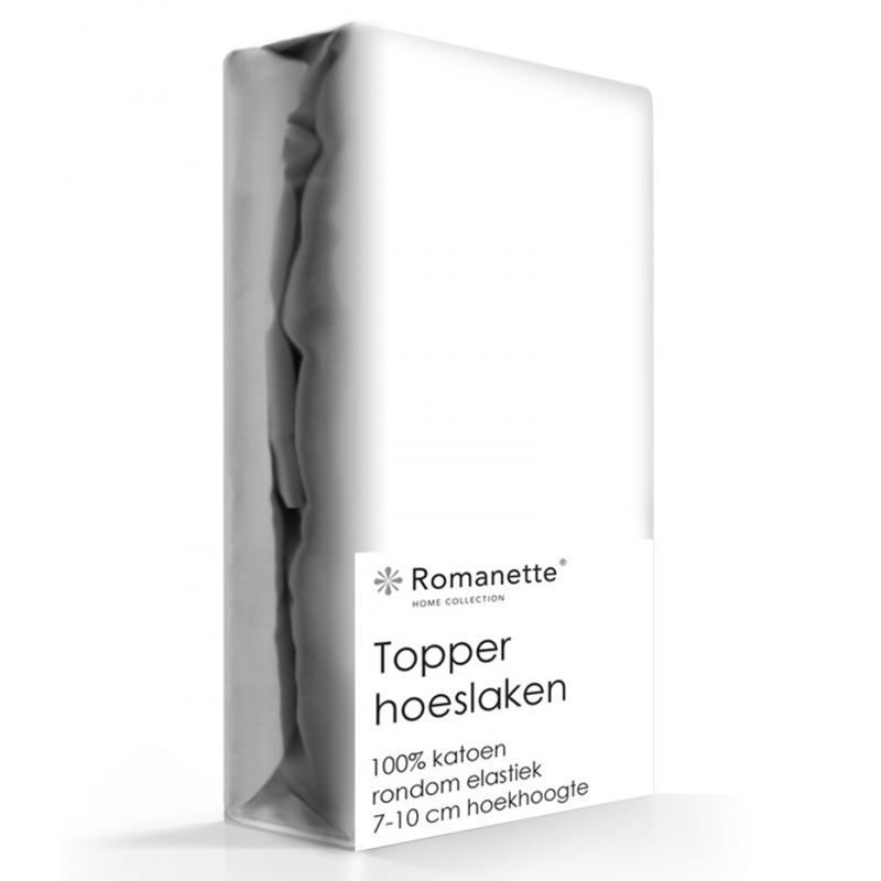 Topper Hoeslaken Katoen Romanette Wit-180 x 200 cm